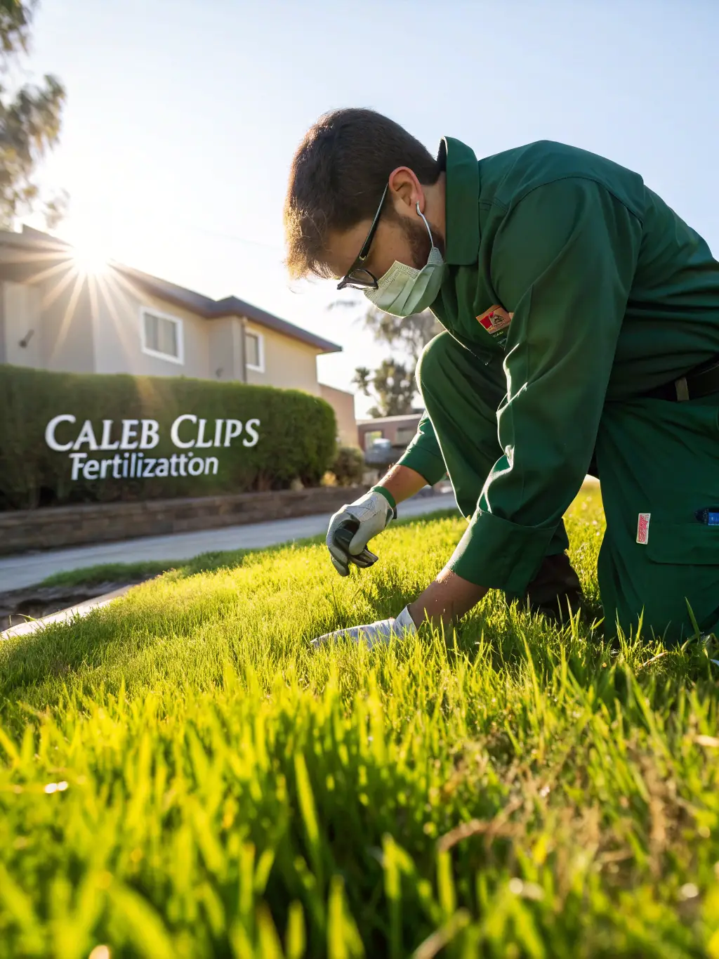 A lawn being treated with organic fertilizer, showcasing the natural ingredients and their positive impact on grass health, emphasizing eco-friendly lawn care.